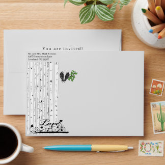 Vintage Birds Wedding Envelopes