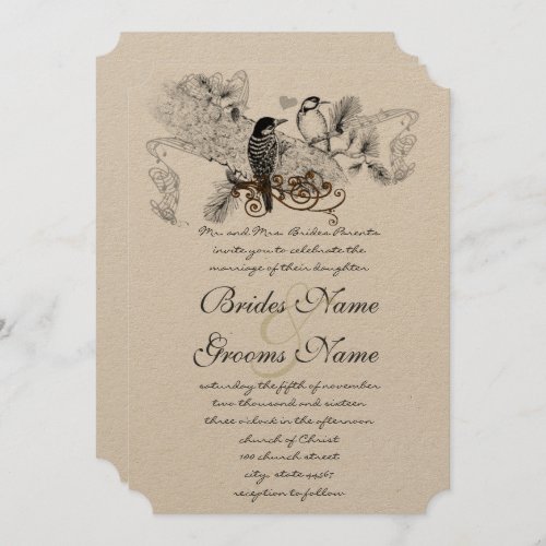 Vintage Birds Wedding Invitations
