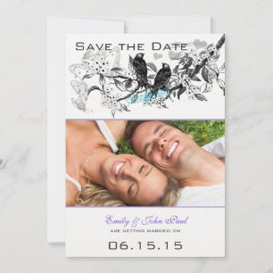 Vintage Birds White Flowers Wedding Save the Date