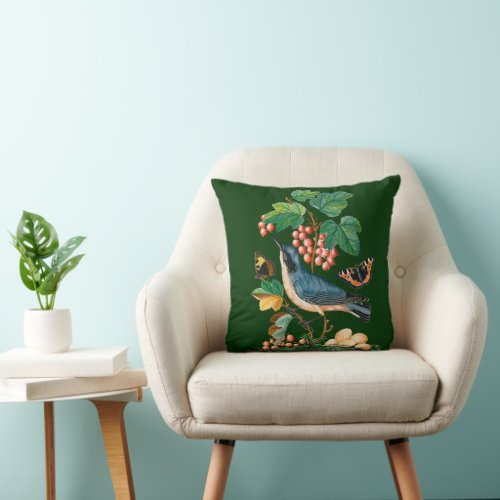 Vintage birds with butterflies cushion Gifts  Throw Pillow