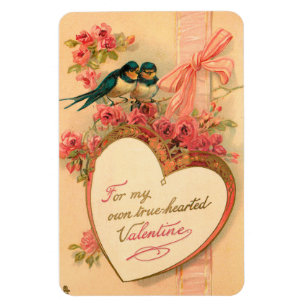Vintage Birds With Heart Magnet
