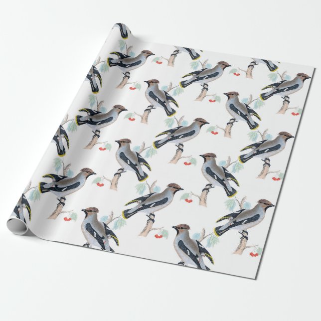 Vintage Birds Wrapping Paper (Unrolled)