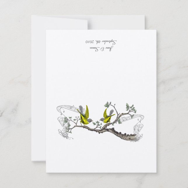 Vintage Birds Yellow & Gray Table Place Cards (Front)