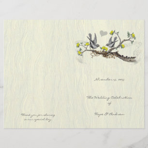 Vintage Birds Yellow & Gray Woodgrain Program