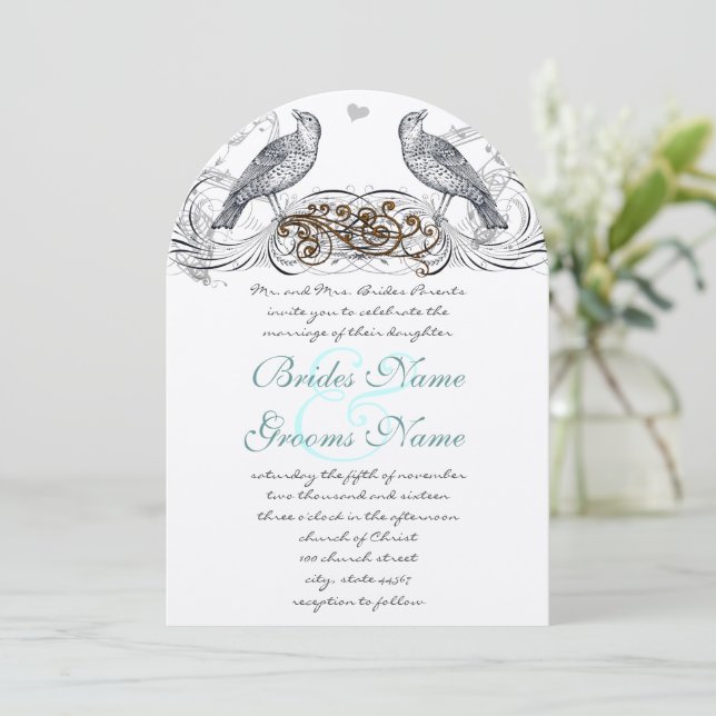 Vintage Birds You Choose Accent Wedding Invitation (Standing Front)