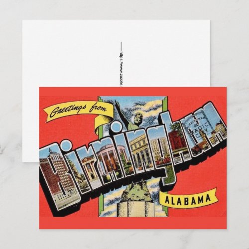 Vintage Birmingham AL Greeting Postcard