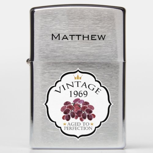 Vintage Birth Year and Name with Red Grapes Zippo Lighter