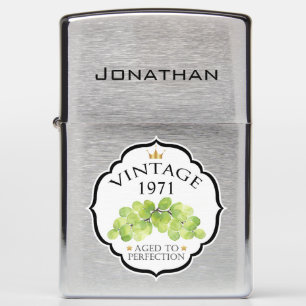 Vintage Birth Year and Name with White Grapes Zippo Lighter