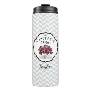 Vintage Birth Year with Red Grapes Thermal Tumbler