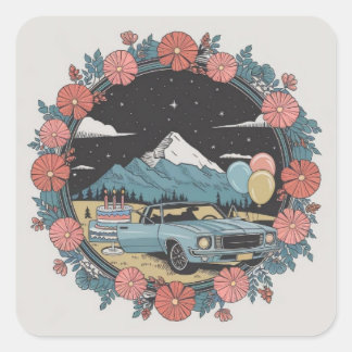 Vintage Birthday Adventure Sticker 