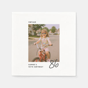 Vintage Birthday Any Age Personalized Photo Napkins