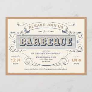 Vintage Birthday Barbeque Invitations