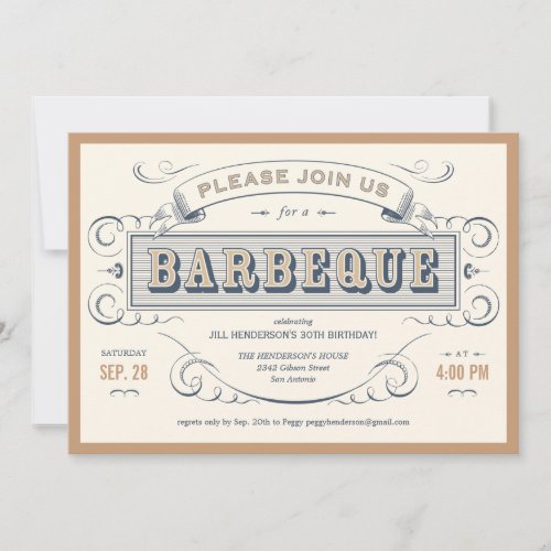 Vintage Birthday Barbeque Invitations
