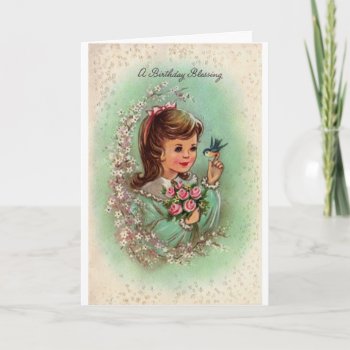 Vintage Birthday Blessing Card by RetroMagicShop at Zazzle