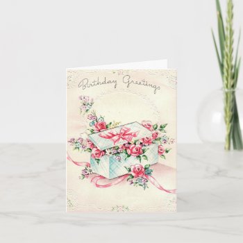 Vintage Birthday Box Of Flowers Card by Gypsify at Zazzle