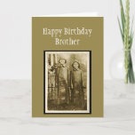 Vintage Birthday Brother Fun Photo Card<br><div class="desc">Fun Vintage Photo of two brothers in the rain.  Great greeting for the brother you appreciate.</div>