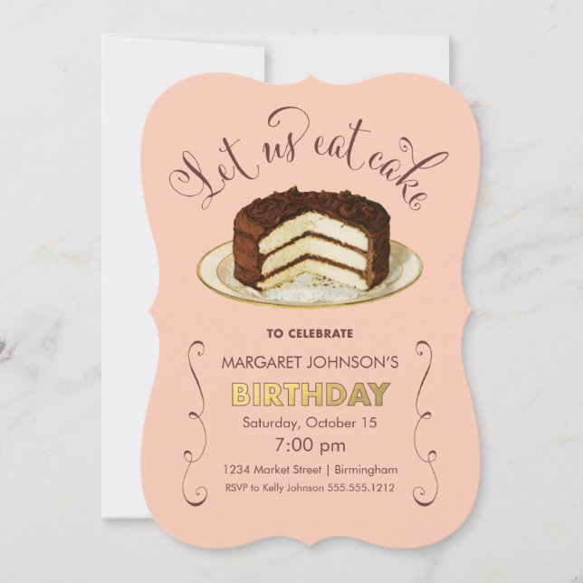 Vintage Birthday Cake Party Invitations (Front)