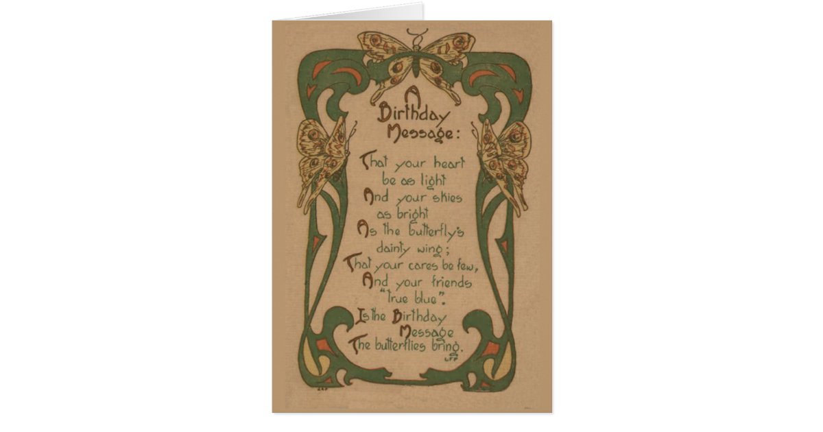 Vintage Birthday Card Art Nouveau Zazzle