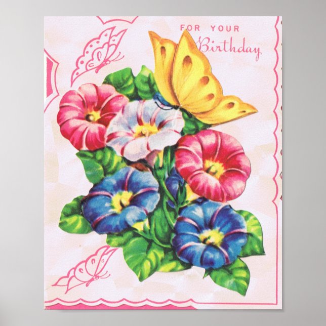 Vintage Birthday card Poster (Front)