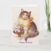Geburtstagskarte Mit Tabby Cat Motiv – Handdesignt, Innen Leer Zum Selbstbeschriften – Inkl. Umschlag, Von Pops & Coco