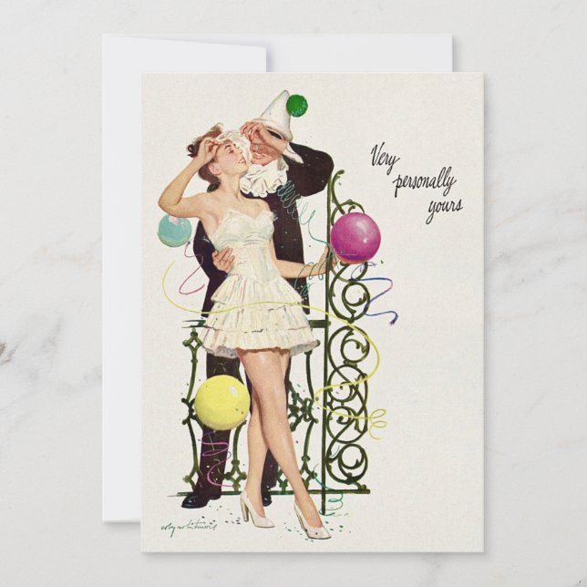Vintage Birthday Celebration Flat Card (Front)