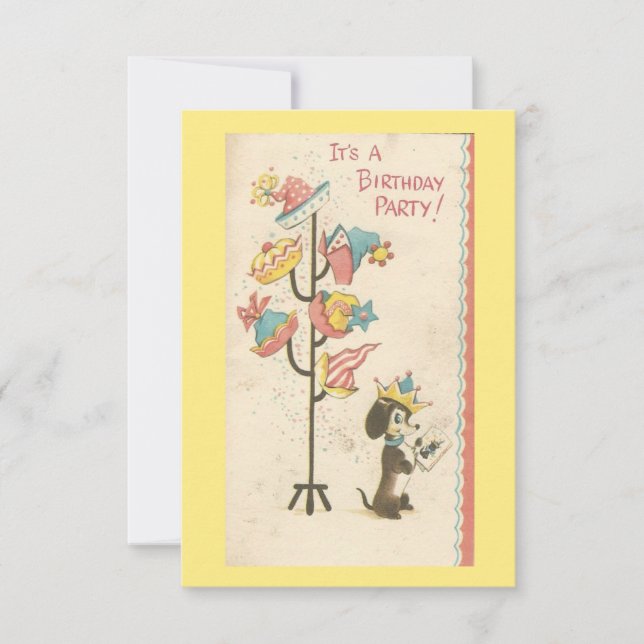 Vintage Birthday Dog Invitation (Front)