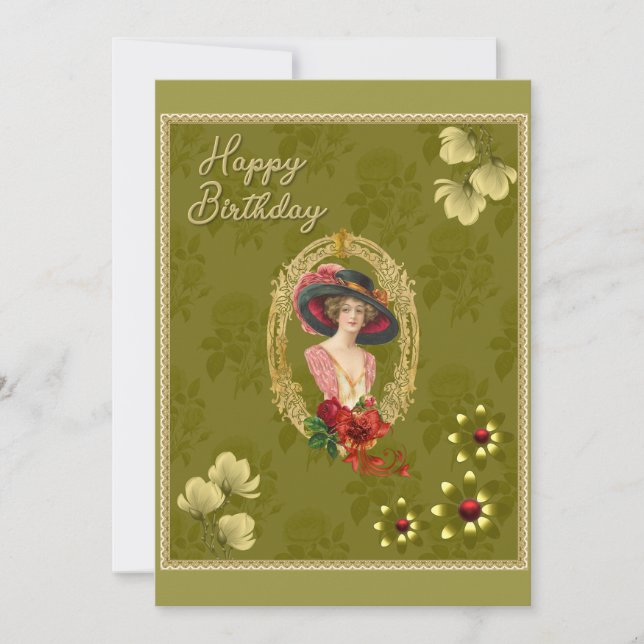 Vintage Birthday Flat Card (Front)
