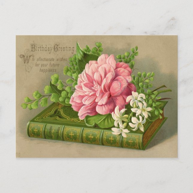 Vintage Birthday Flowers Postcard (Front)