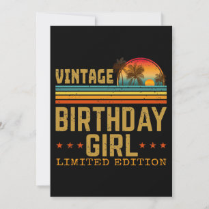 vintage birthday girl limited edition invitation