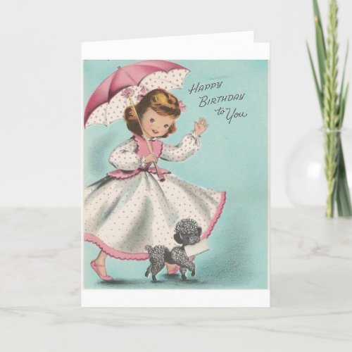 Vintage _ Birthday Girl with Poodle Card
