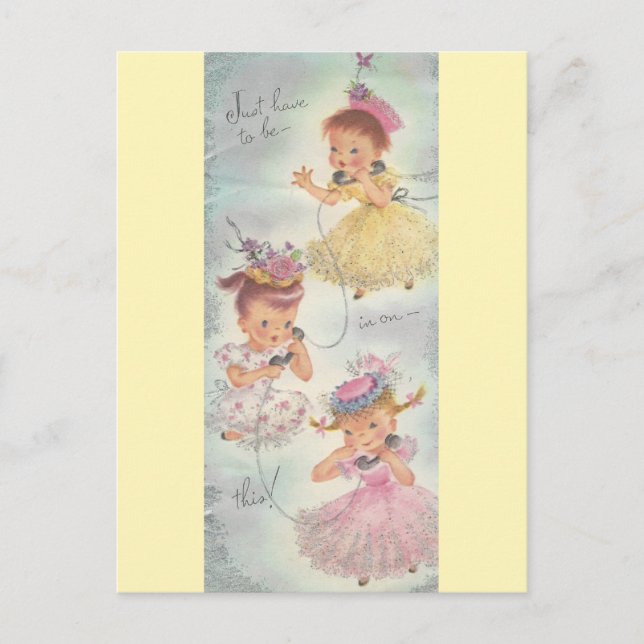 Vintage Birthday Gossip Girls Postcard (Front)