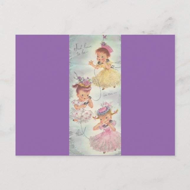 Vintage Birthday Gossip Girls Postcard (Front)