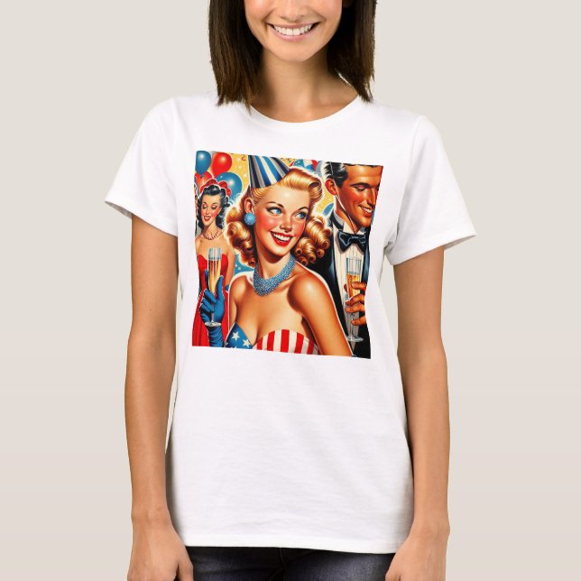 Vintage Birthday Illustration  T-Shirt (Front)