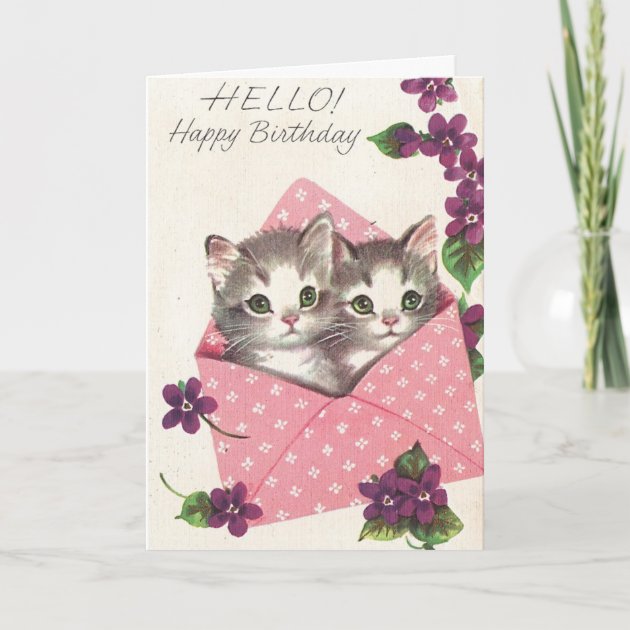 Kittens Happy Birthday Card With Envelope ~ Friends Thoughtful Message Inside