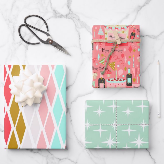 Vintage Birthday Master Gift Papers Wrapping Paper Sheets (Front)