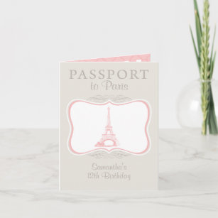 Vintage Birthday Paris Passport Invitation