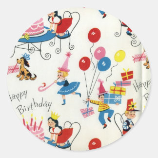 Vintage Birthday Party Classic Round Sticker
