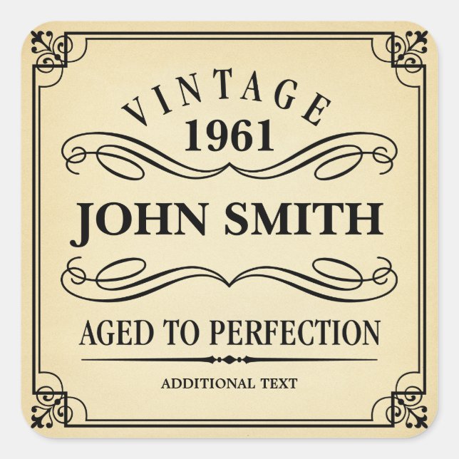 Vintage Birthday Party Favor Square Sticker (Front)