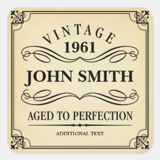 Vintage Birthday Party Favor Square Sticker