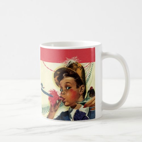 Vintage Birthday Party Girl with Noise Maker Coffee Mug