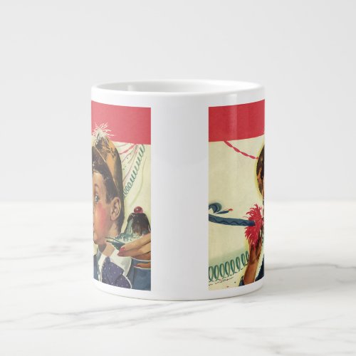 Vintage Birthday Party Girl with Noise Maker Giant Coffee Mug