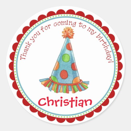 Vintage Birthday Party hat stickers