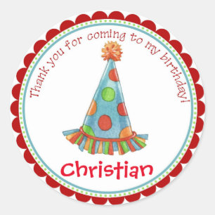 Vintage Birthday Party hat stickers