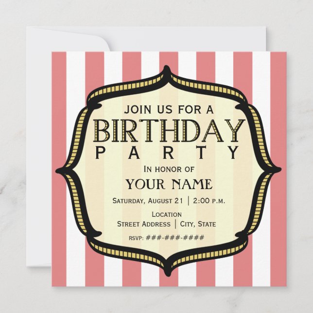 Vintage Birthday Party Invitation (Front)