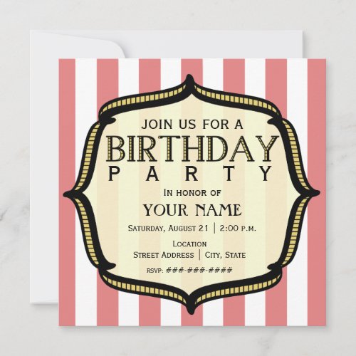 Vintage Birthday Party Invitation