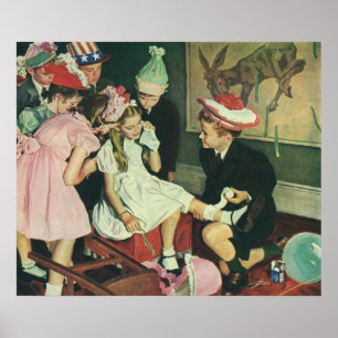 Vintage Birthday Party, Pin the Tail on the Donkey Poster