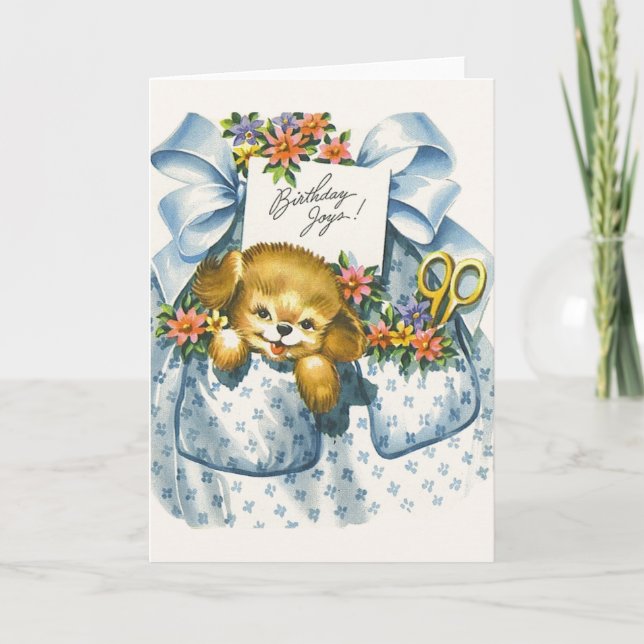 Vintage Birthday Puppy Greeting Card (Front)