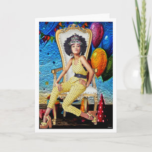 Vintage Birthday Queen in 1970s Glam Card