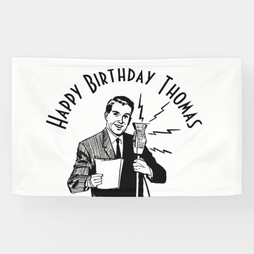 Vintage Birthday Radio Announcer Banner