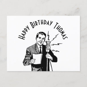 Vintage Birthday Radio Announcer Postcard